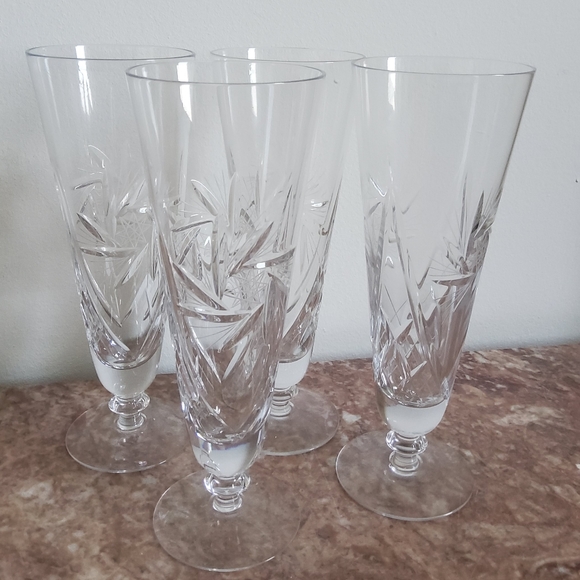 Vintage Bohemian Crystal Champagne Glasses set of 4 - Picture 2 of 5